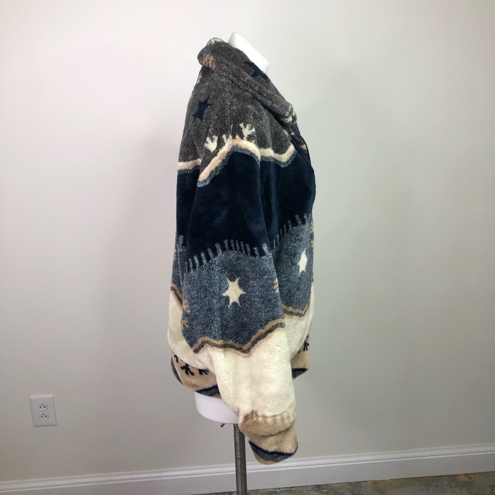 Vintage New Zealand Greatmates - Women's Faux Fur Zip-Up Coat - Blue/Multi S - Picture 7 of 12